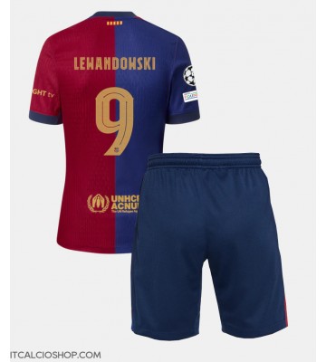 Barcelona Robert Lewandowski #9 Prima Maglia Bambino 2024-25 Manica Corta (+ Pantaloni corti)